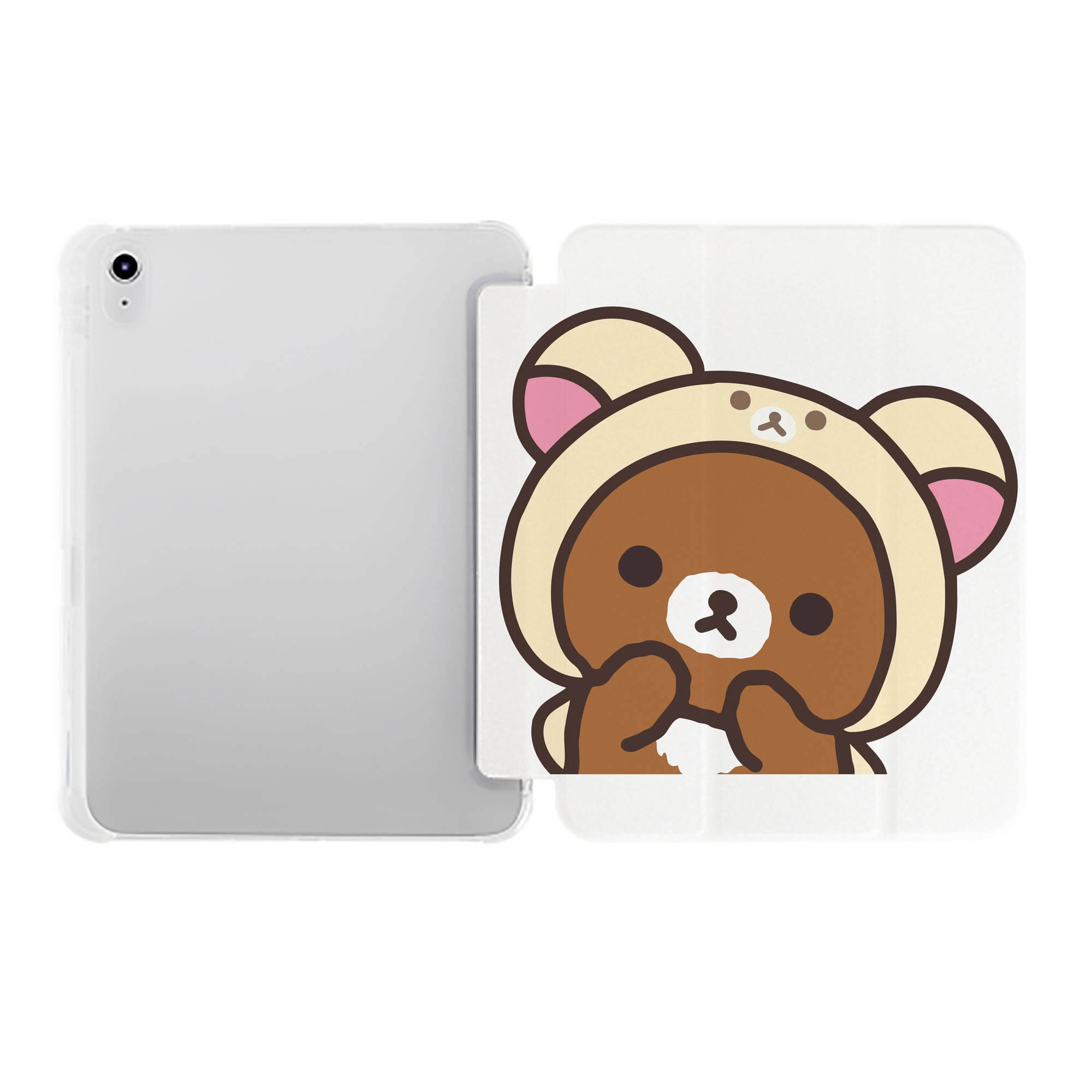 （画像用） リラックマ リラックマ キイロイトリ Rilakkuma Korilakkuma Kiiroitori IPad ケース ペン収納付き 三つ折りスタンド PUレザー×シリコン 対応機種9.5/10.5/10.9インチ